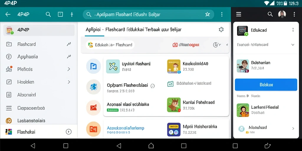 Tampilan antarmuka aplikasi Flashcard 4P4P yang interaktif.