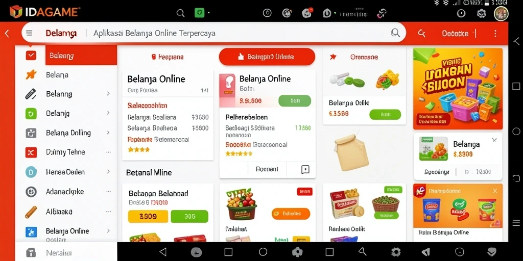 Tampilan antarmuka IDAGAME untuk belanja online yang praktis.