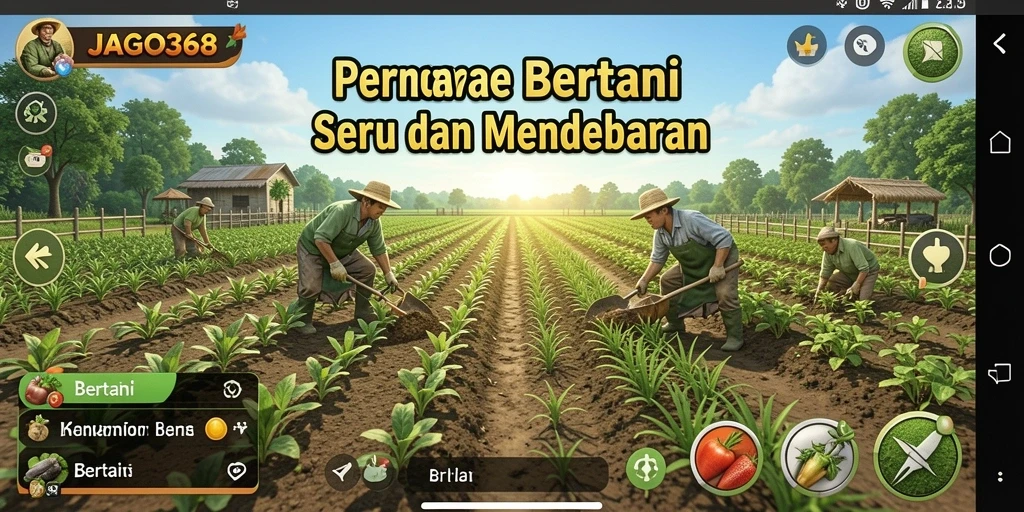 Tampilan antarmuka game JAGO368 yang menarik dengan elemen bertani.