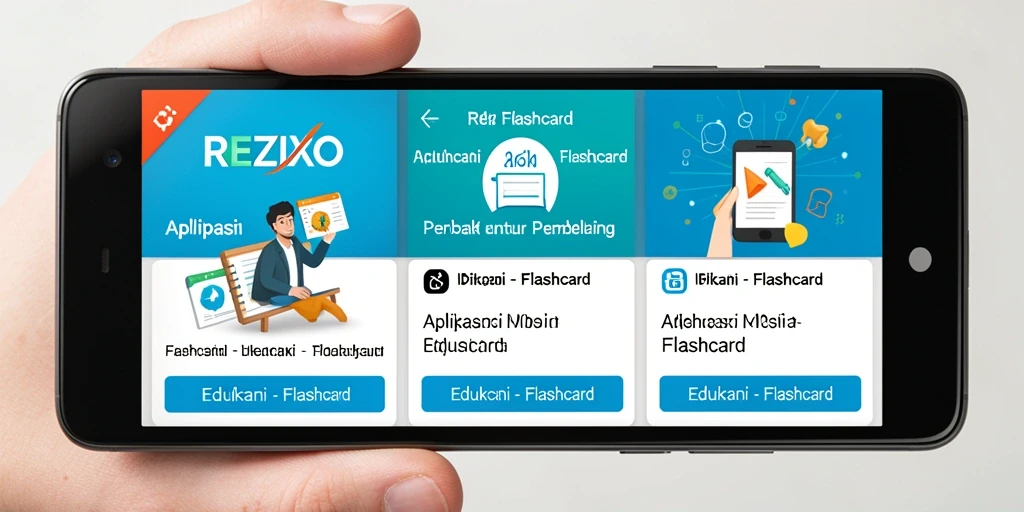 Tampilan antarmuka aplikasi Flashcard REZIXO yang interaktif dan menarik.