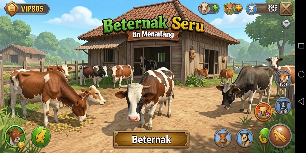 Tampilan antarmuka menarik dan fungsional dari game Beternak VIP805.